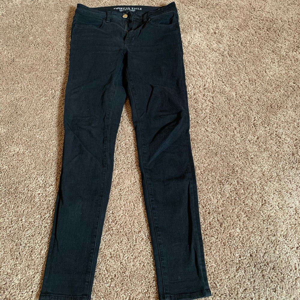 Black American Eagle High Rise Skinny Jeans